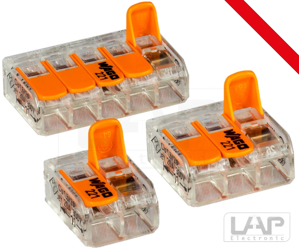 Wago Klemmen Serie 221-412 | 221-413 | 221-415 Dosenklemmen Hebelklemmen Klemme