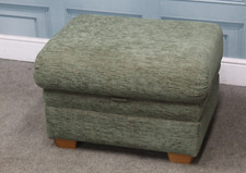 PARKER KNOLL LIFESTYLE STORAGE FOOTSTOOL IN GREEN CHENILLE FABRIC (1308)