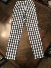 Vintage 90s does 50s High Waisted Blue Plaid Cigarette Pants Retro 50s