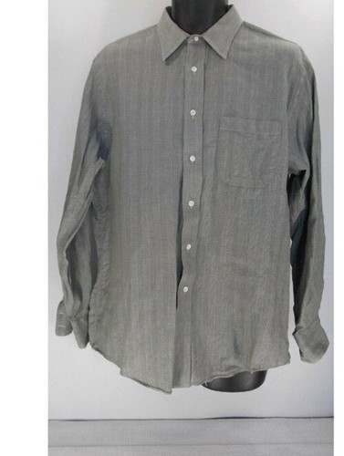 Burberry London Men's Size 16.5-34 Button Front Shirt Gray Striped USA