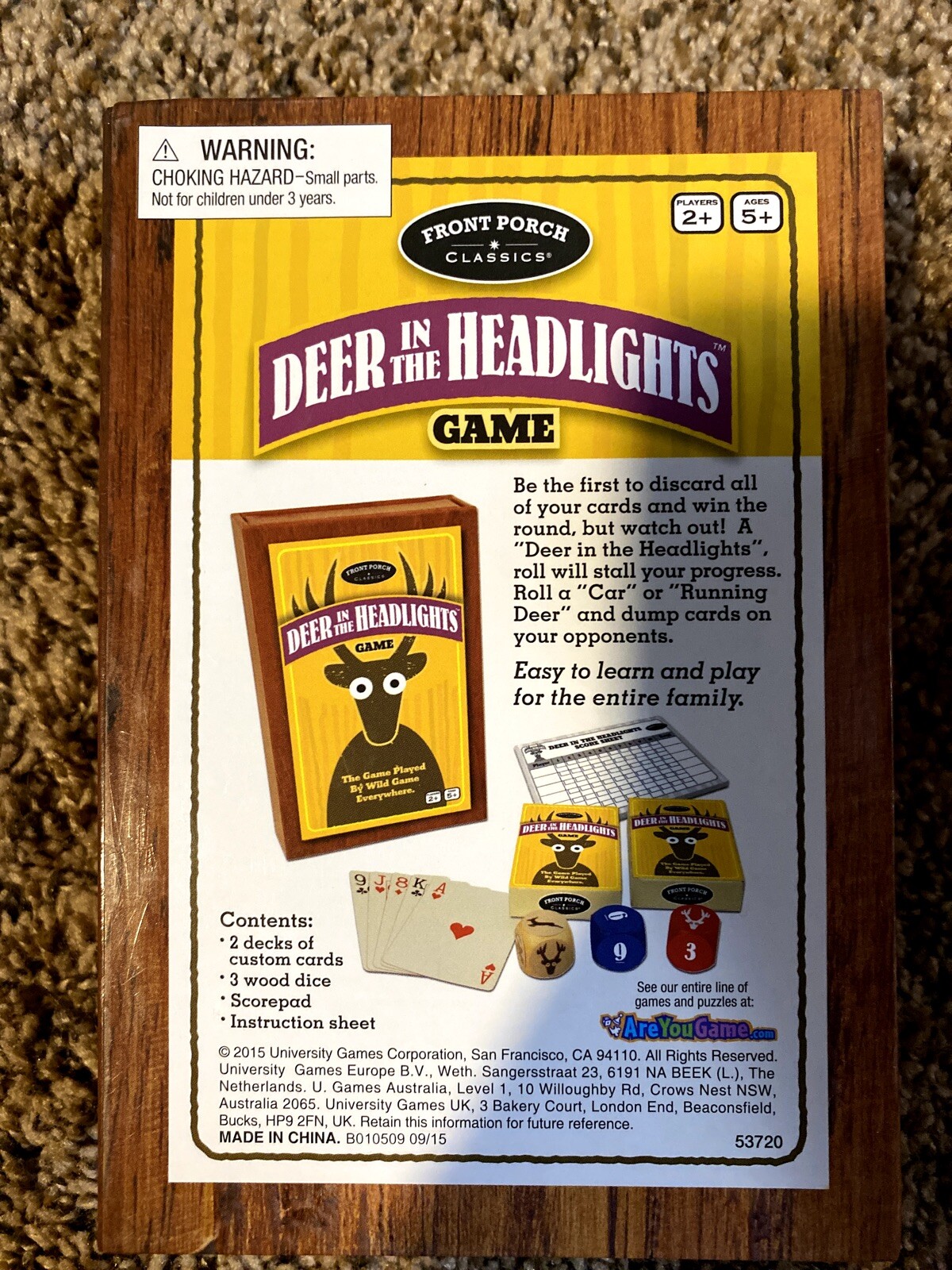 Deer in the Headlights Family Card Dice Game Front Porch Classics Ages ...