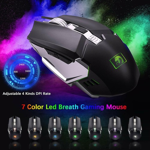 Set mouse tastiera da gioco ricaricabile sensazione meccanica LED arcobaleno - Foto 11 di 15