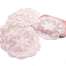 8 Inch Doilies Crochet Round Lace Handmade Cotton Coasters Placemats, Pack Of 8