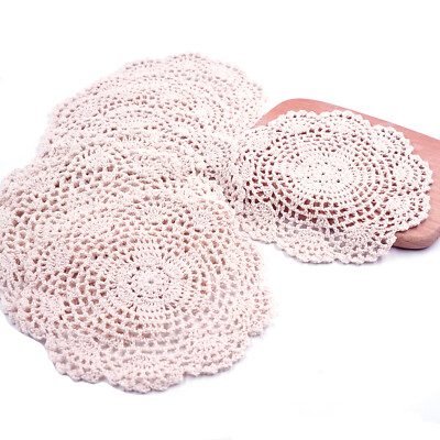8 Inch Doilies Crochet Round Lace Handmade Cotton Coasters Placemats, Pack Of 8