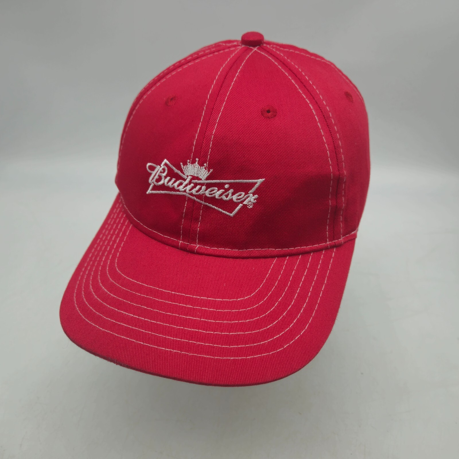 Budweiser Strapback Hat Baseball Cap Red Beer Alcohol Spell Out Logo One Size