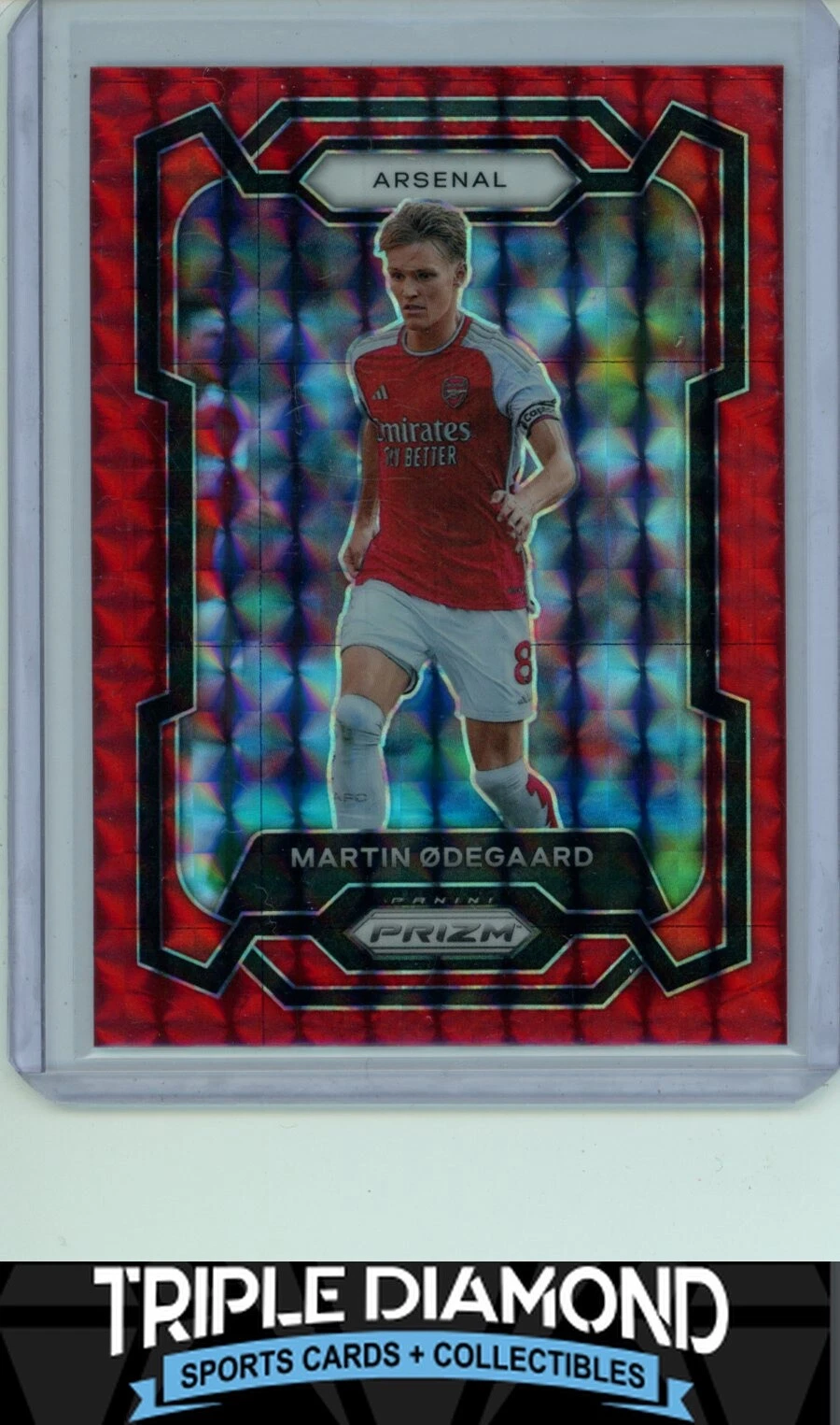 2023-24 Panini Prizm EPL Martin Odegaard Red Mosaic Prizm Arsenal N736