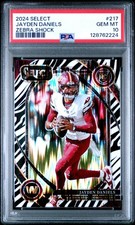 2024 PANINI SELECT ZEBRA SHOCK #217 JAYDEN DANIELS PSA 10