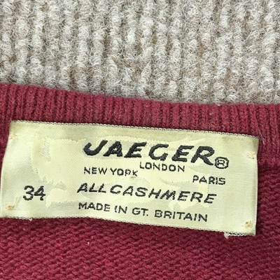 Vintage Jaeger Sweater Womens 34 Red Cashmere Raglan Pullover Knit