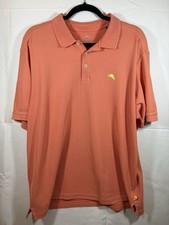 Tommy Bahama Mens XL Supima Cotton Orange Short Sleeve Polo Shirt Casual