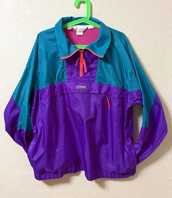 Vintage Columbia Sportswear 90s Color Block Pullover Windbreaker 1/2 Zip Men s L