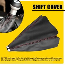 Car Shift Boot Black Leather Gear Shift Cover For Universal Manual Automatic