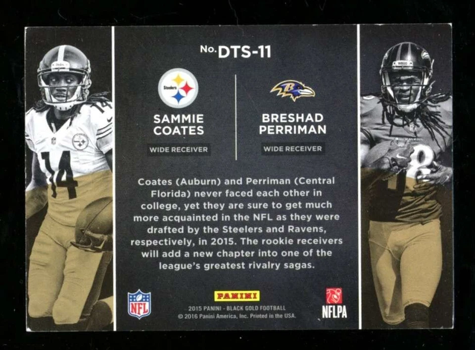 2015 Panini Black Gold Breshad Perriman Sammie Coates Symbols /149 #DTS-11 U9197 - Image 2 of 2