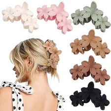 6PCS Flower Hair Clips for Women Strong Hold Nonslip, Big Flower Claw Neutral