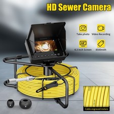 30M Drain Sewer Pipe Inspection Camera 17mm Industrial Endoscope 4.3" Monitor