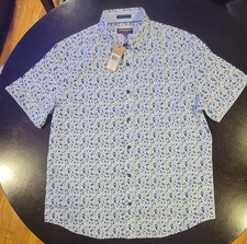Johnston  Murphy Men's Mint/Blue Short Sleeve Regular Fit Button Shirt M, L,