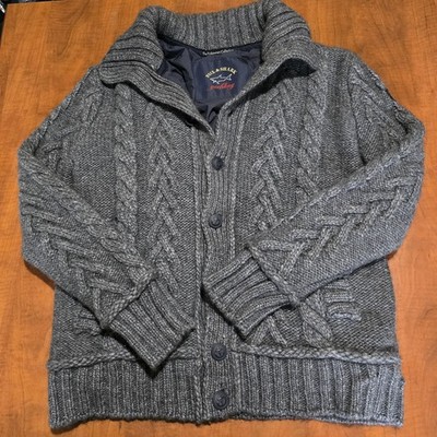 Paul & Shark Yachting Mens Chunky Cable Knit Wool Alpaca Blend Cardigan Jacket L