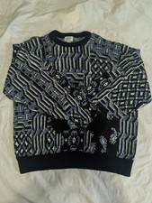 Robert Bruce Vintage Sweater Black and Blue XL Grandpa Style 80s 90s USA Made