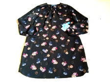 NWT Womens Dress-SIMPLY VERA VERA WANG-black/purple/ivory dark floral fairy ls-L