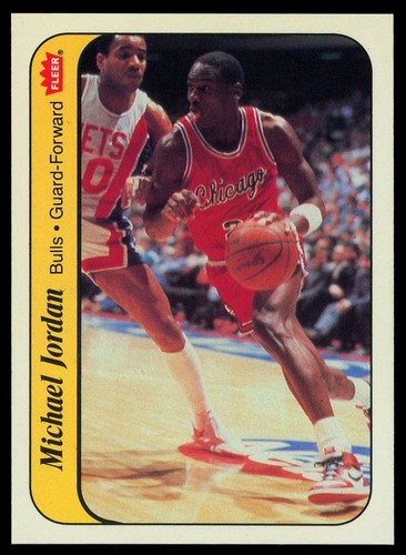 Michael Jordan 1986-87 Fleer Sticker Rookie RC 8 BULLS HOF