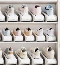 20 Pack Adjustable Shoe Stackers Organizers Space Saving White Organomics