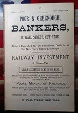 ~1898 Antique Advertising POOR & GREENOUGH BANKERS Wall Street NYC railway Bonds
