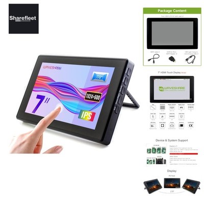 7inch IPS Capacitive Touch Screen 1024x600 Resolution LCD Display with Toughe...
