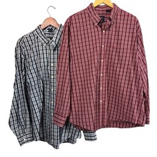Izod Mens Plaid Button Down Dress Casual Shirt Bundle XL Saltwater Heritage