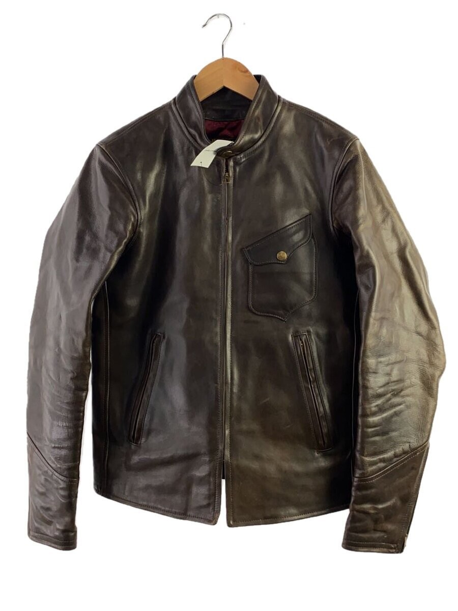 Men's Brown Leather Blouson Jacket Size 38 Style 427
