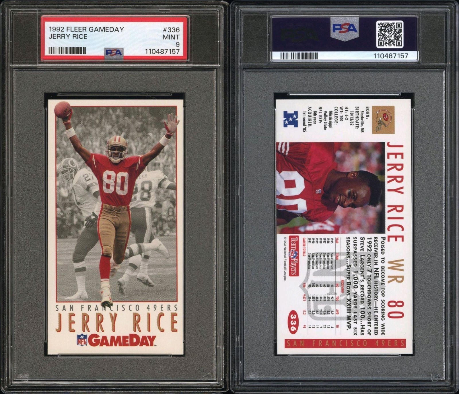 Jerry Rice #336 (Football Cards 1992 Fleer Gameday) — is it worth grading?