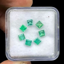 7 Pcs Natural Colombian Emerald 3-3.25mm Square Cut Loose Untreated Gemstone Lot