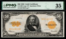 $50 1922 Gold Cert, Fr.1200 GRANT with GREAT LOOK + Cheap! PMG Ch VF 35