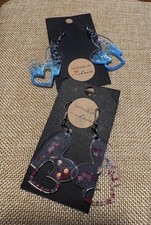 Glitter Heart Dangle Earrings Fun Fashion Style, 2 Sets. FREE SHIPPING