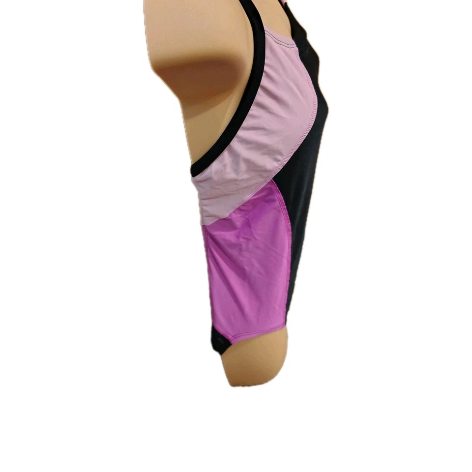 CHAMPION Black Purple Pink Racer back  One Piece Swimsuit Size XL B57 - Image 2 of 4