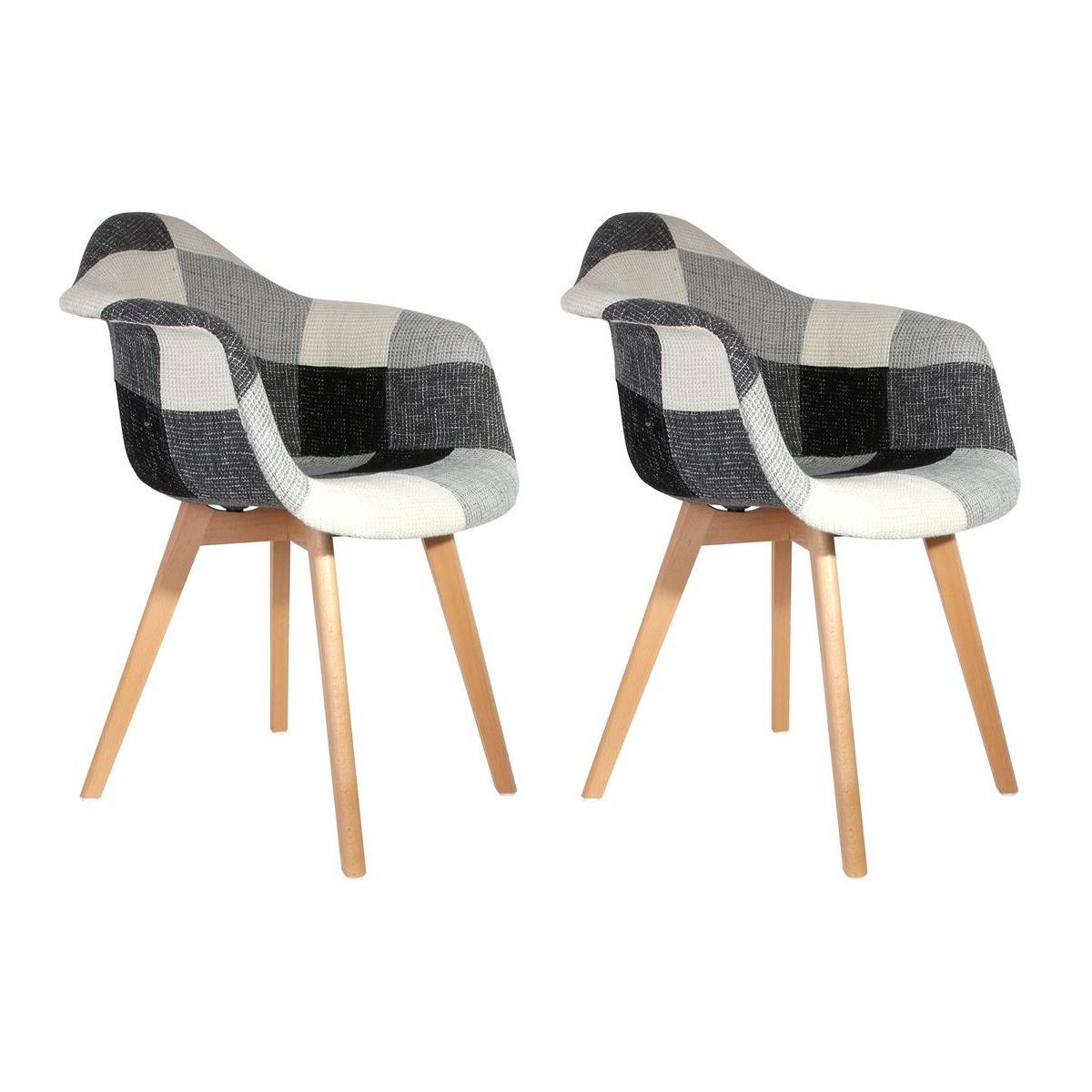 Fauteuils patchwork gris 83cm pour soulager le dos avec accoudoirs intégrés