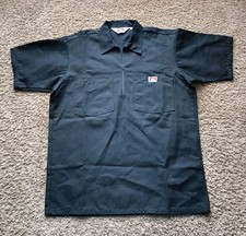Ben Davis Work Shirt Men's Size Medium 1/4 Zip Navy Black Front Pockets Workwear