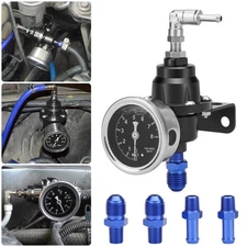 Adjustable Fuel Pressure Regulator Gauge Kit Universal Vehicle Refitting 160 psi