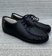 SAS Siesta - Lace Up Retro Style Wraps Supple Leather Black Loafer Women's 9 US