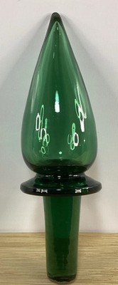 Vintage MCM Empoli Genie Bottle Decanter Stopper -Dark Emerald Green Glass (L29)