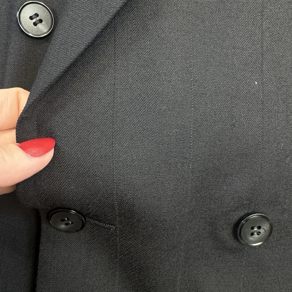 Traje de Lana Lino Moda Italia Negro Doble Pecho 2 Piezas Hecho en Italia 36R De Colección Foto 4 de 4