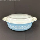 New ListingVNTG Pyrex 1.5qt Blue Tulip Promotional Casserole Dish w/Clear Lid #043