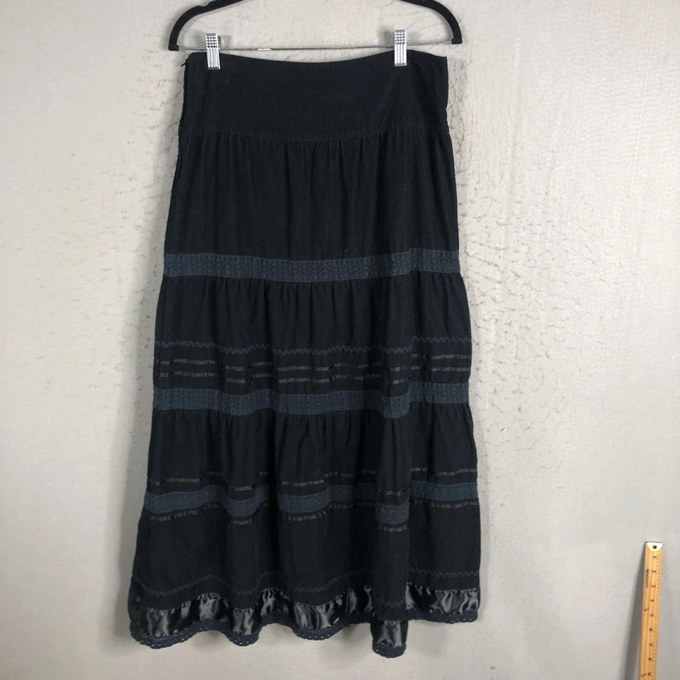 Falda Boston Propia Mujer 8 Negra Maxi Pana Encaje Boho Campesino Cachicho Foto 2 de 4