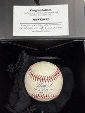 Fanatics Under Wraps NICK KURTZ AUTOGRAPHED BASEBALL GAME USED 2025 INSCRIPTION