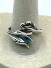 Vintage Avon Sterling Silver 925 LILY TULIP Flower Sz 9 1/2 Adjustable Wrap Ring