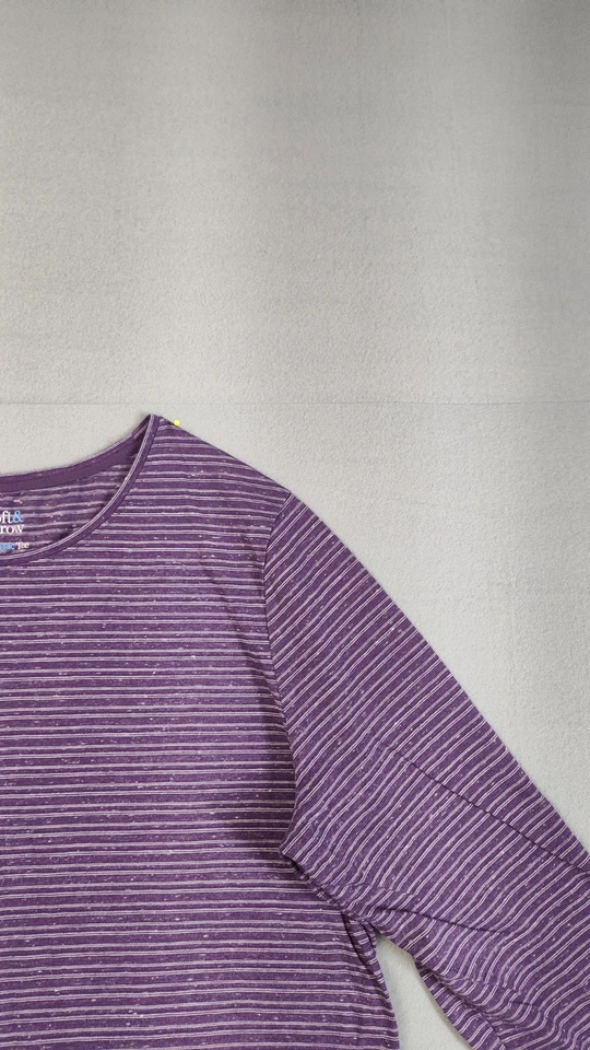Camiseta Croft & Barrow The Classic feminina XL listrada roxa manga longa gola redonda - Imagem 3 de 4