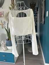*REDUCED* BNWT AERE Linen Cropped Top With Long Flared Sleeves & Elastic Back 18