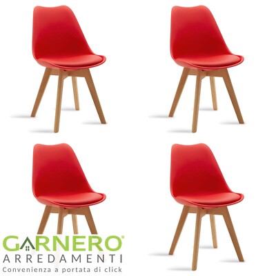 Set sedie da pranzo imbottite polipropilene rossa rovere RICCIA