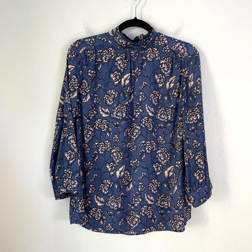 Blusa Top Banana Republic Mujer Grande Floral Cuello Simulado Manga 3/4 Foto 3 de 4