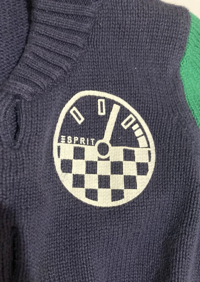 Cárdigan Suéter ESPRIT Niño Carrera Azul Verde Talla 4-5T 100% Algodón Botones Tejido Foto 4 de 4