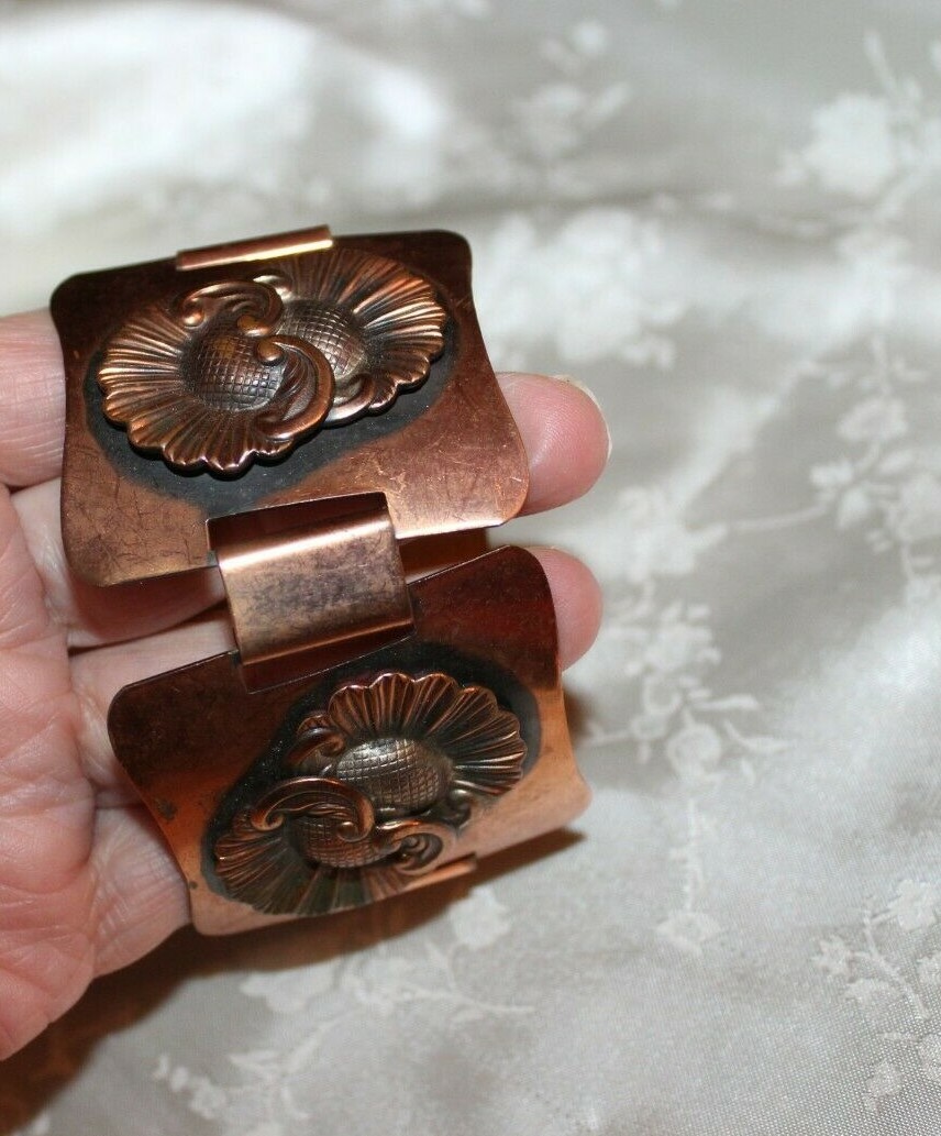 Solid Copper MCM Artisan Thistle Flower Panel Bra… - image 3