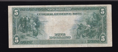 US 1914 $5 FRN Richmond Red Seal Note FR 836b VF (599) - Picture 2 of 2